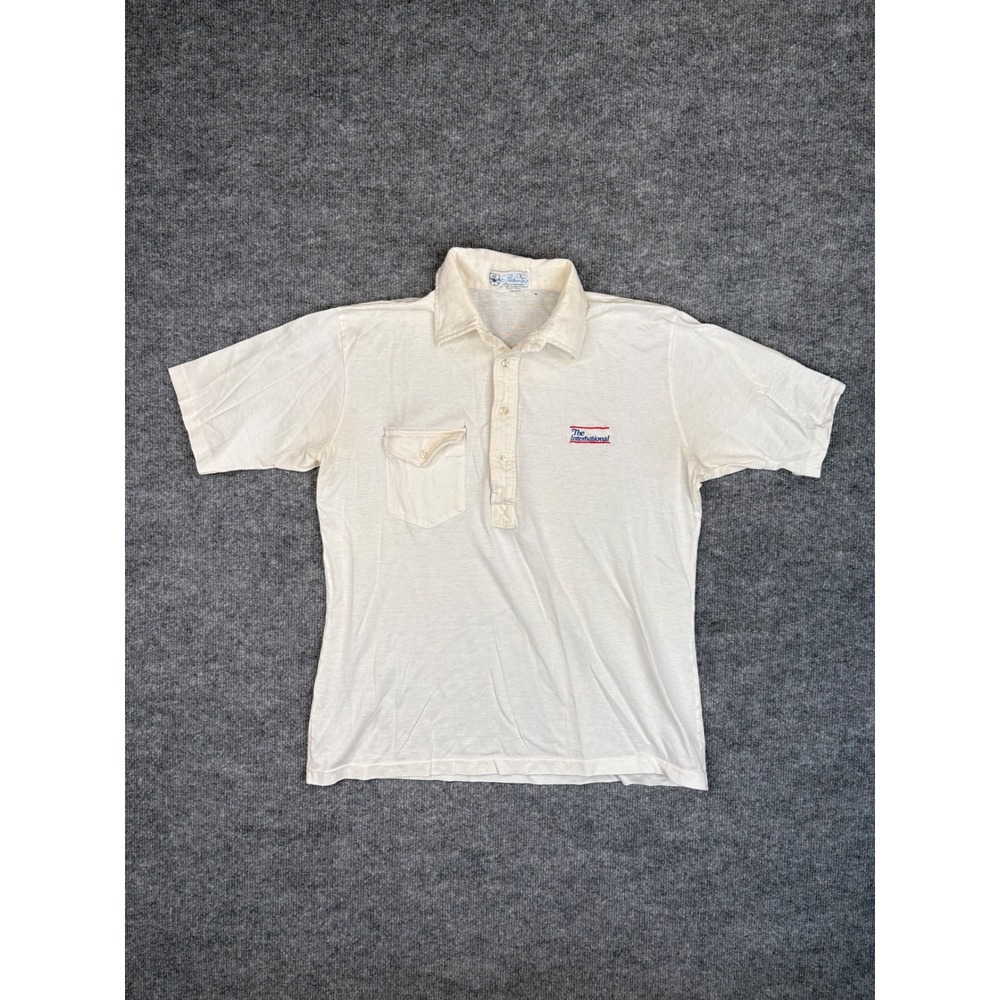 Vintage Pickering The International Polo Shirt Mens Large White Lisle Cotton USA
